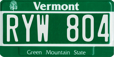 VT license plate RYW804