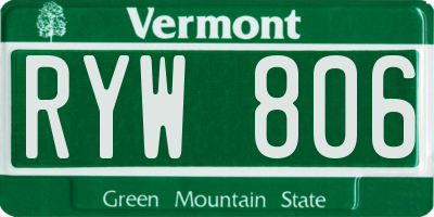VT license plate RYW806