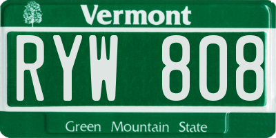 VT license plate RYW808