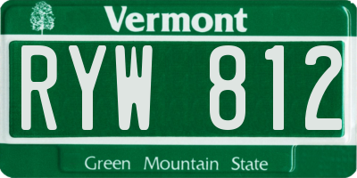 VT license plate RYW812