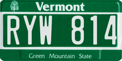 VT license plate RYW814