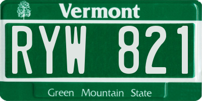 VT license plate RYW821