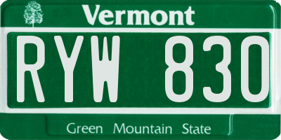 VT license plate RYW830