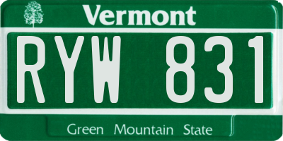 VT license plate RYW831