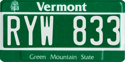 VT license plate RYW833