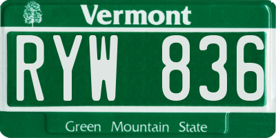 VT license plate RYW836