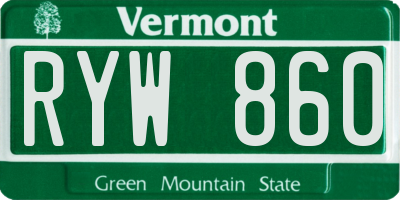 VT license plate RYW860