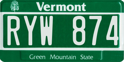 VT license plate RYW874
