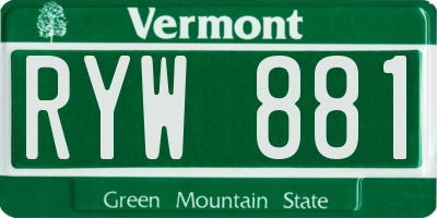 VT license plate RYW881