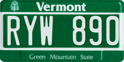 VT license plate RYW890