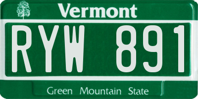 VT license plate RYW891
