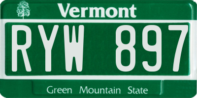VT license plate RYW897
