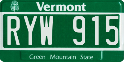 VT license plate RYW915
