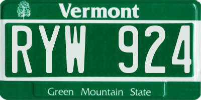VT license plate RYW924