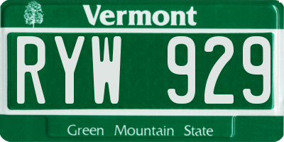 VT license plate RYW929