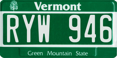 VT license plate RYW946