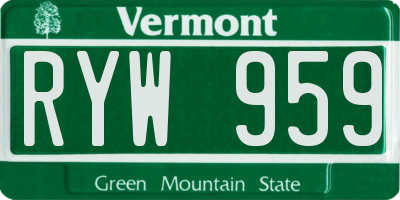 VT license plate RYW959