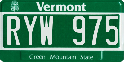 VT license plate RYW975