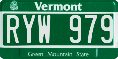 VT license plate RYW979
