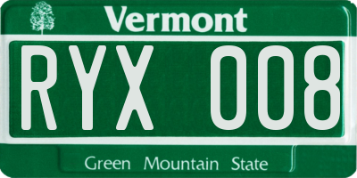VT license plate RYX008