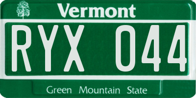 VT license plate RYX044