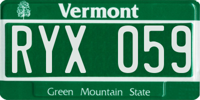 VT license plate RYX059