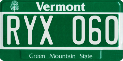 VT license plate RYX060