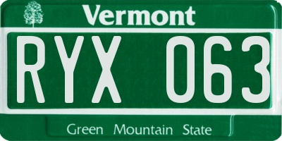 VT license plate RYX063