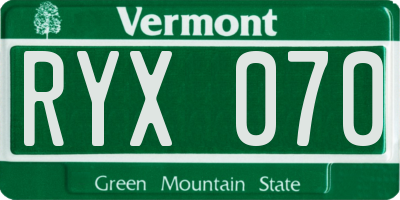 VT license plate RYX070