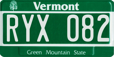 VT license plate RYX082