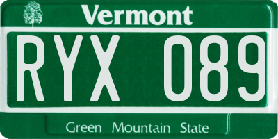 VT license plate RYX089