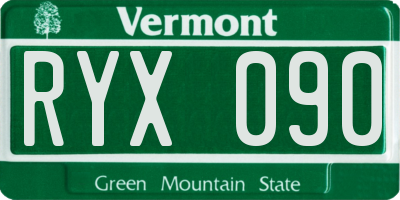 VT license plate RYX090