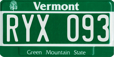 VT license plate RYX093