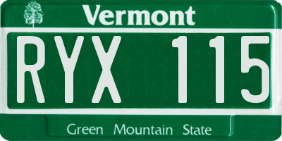 VT license plate RYX115