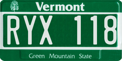 VT license plate RYX118