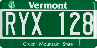 VT license plate RYX128
