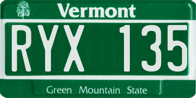 VT license plate RYX135
