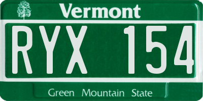 VT license plate RYX154