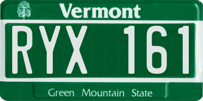 VT license plate RYX161