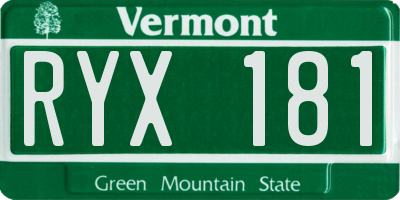 VT license plate RYX181
