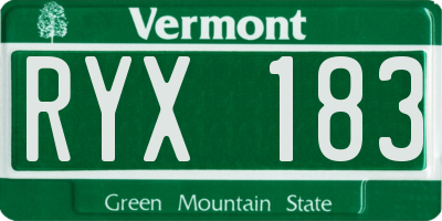 VT license plate RYX183