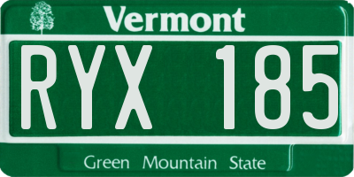 VT license plate RYX185