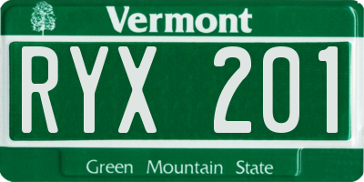 VT license plate RYX201