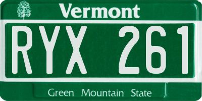 VT license plate RYX261