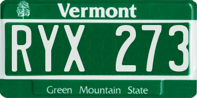 VT license plate RYX273