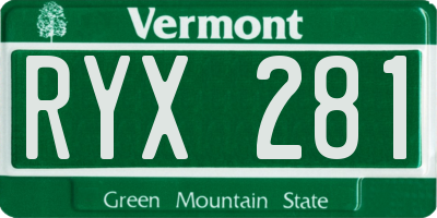 VT license plate RYX281