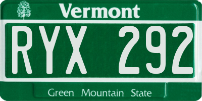 VT license plate RYX292