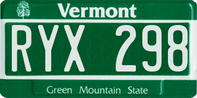 VT license plate RYX298