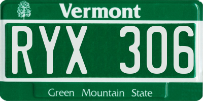 VT license plate RYX306