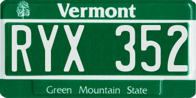 VT license plate RYX352